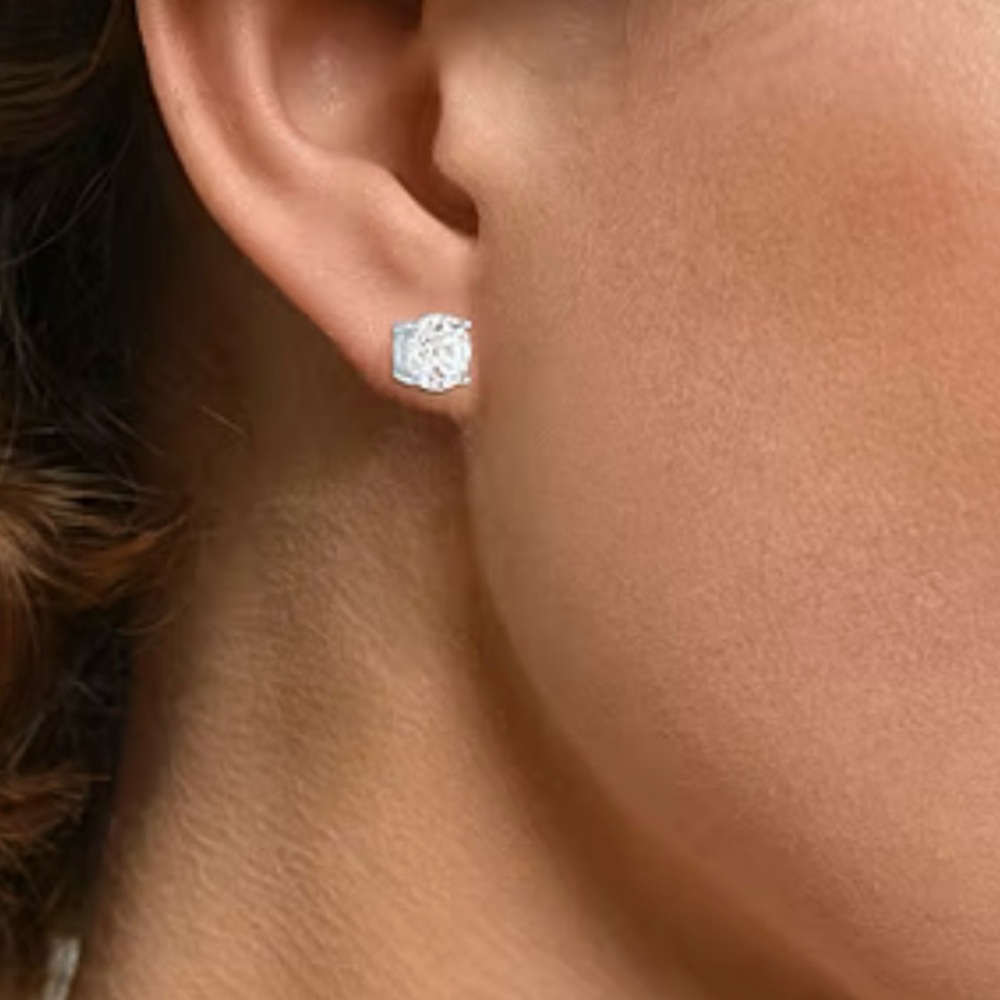 NWT YES PLEASE! diamond alt sterling silver stud earrings - Picture 7 of 9